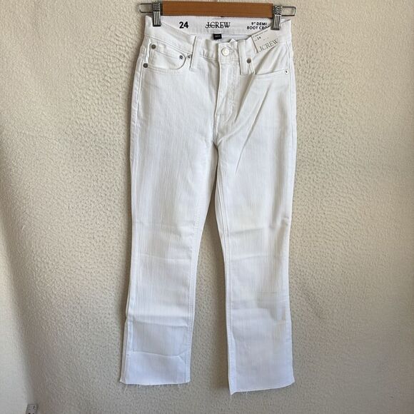 J Crew 9" demi-boot crop jean in white wash Womens Size 24 - Picture 2 of 11